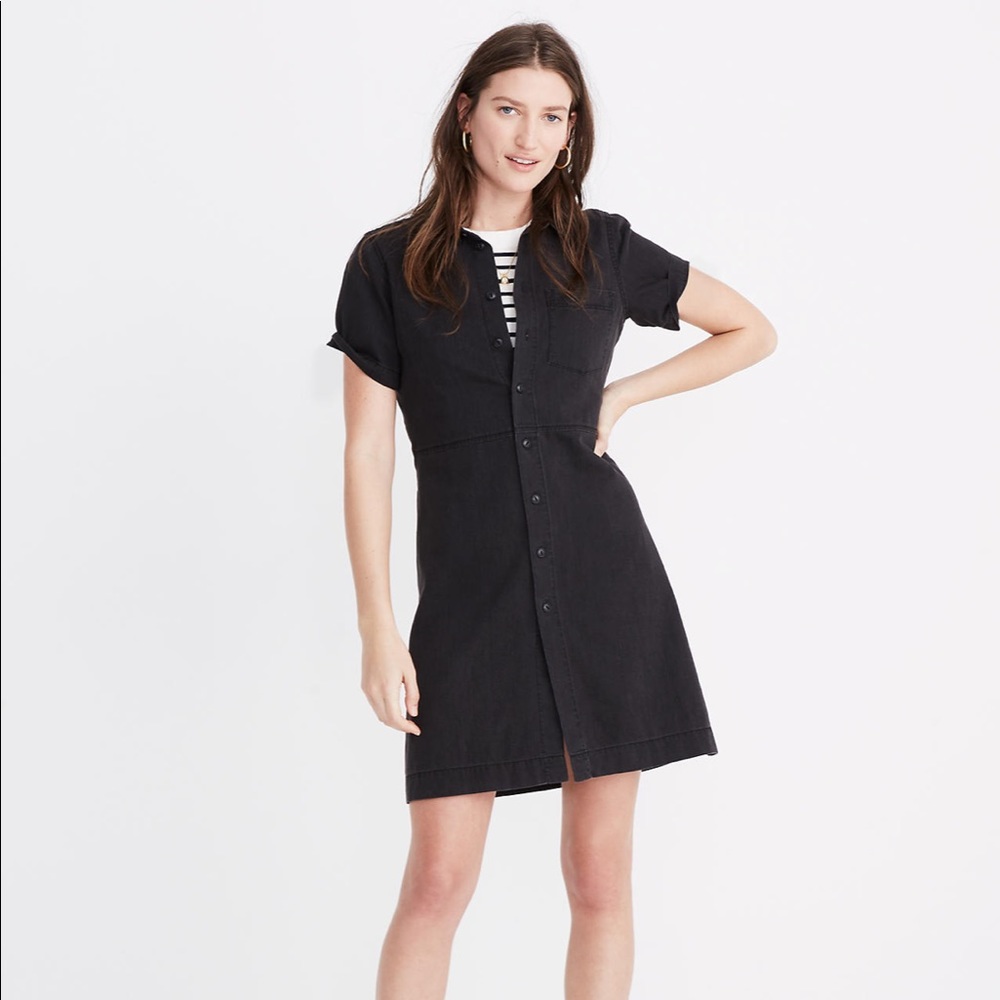 Madewell Denim Waisted Shirtdress in Lunar Wash